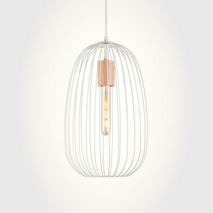 OVELLA Cable Pendant Lamp 1xE27/15W/230V Ø 25 cm Cream/Pine