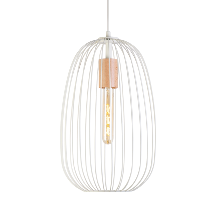 OVELLA Cable Pendant Lamp 1xE27/15W/230V Ø 25 cm Cream/Pine
