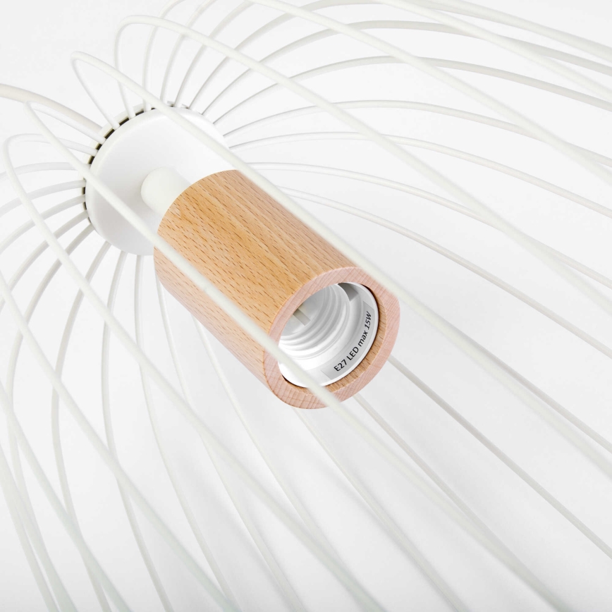 OVELLA Cable Pendant Lamp 1xE27/15W/230V Ø 25 cm Cream/Pine