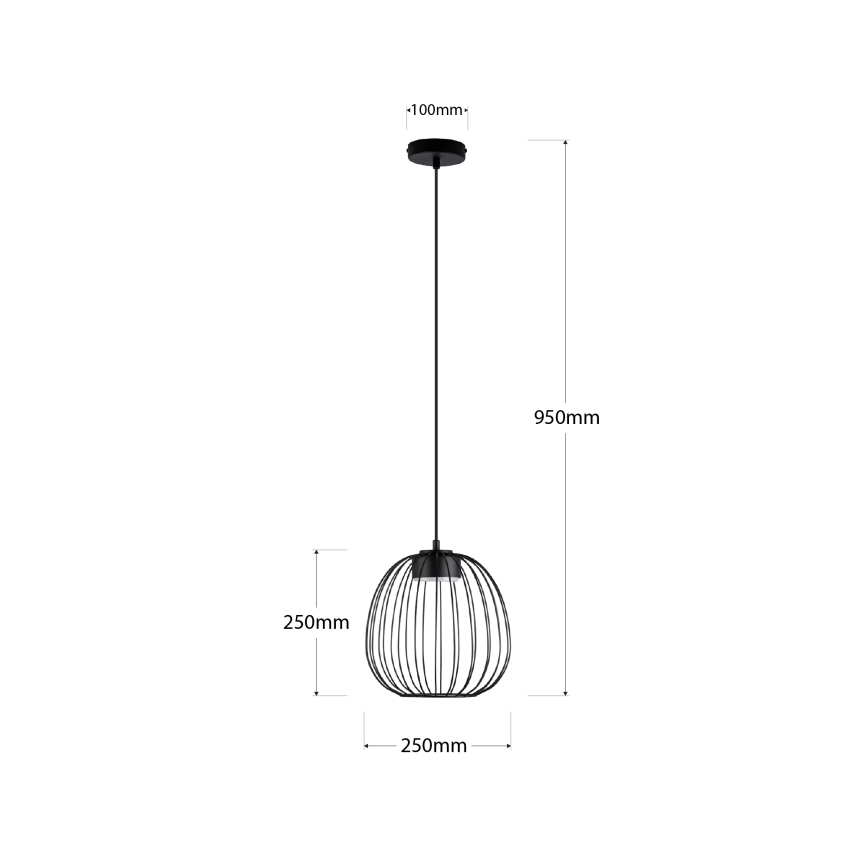 OVELLA cable-suspended pendant light 1x GX53/10W/230V Ø 25 cm black