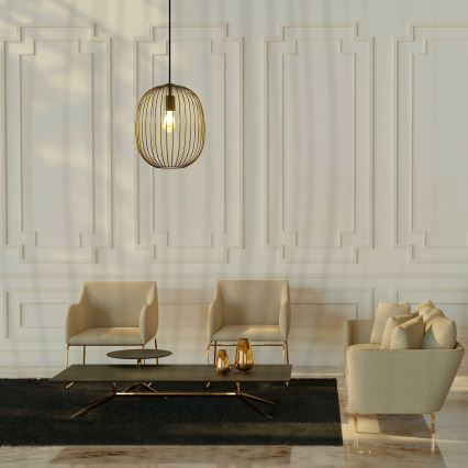 OVELLA pendant light on cord 1x E27/15W/230V, Ø 34 cm, beige