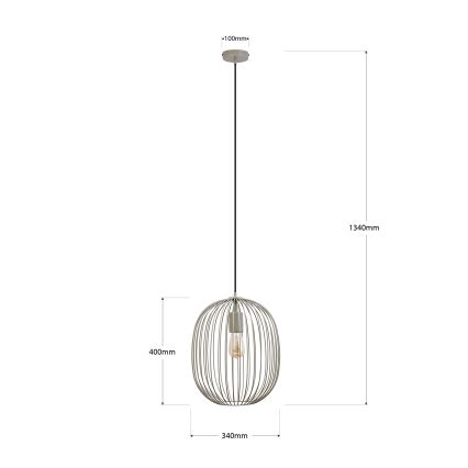 OVELLA pendant light on cord 1x E27/15W/230V, Ø 34 cm, beige