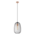 OVELLA Pendant Light with Cord 1xE27/15W/230V Ø 25 cm Black/Pine
