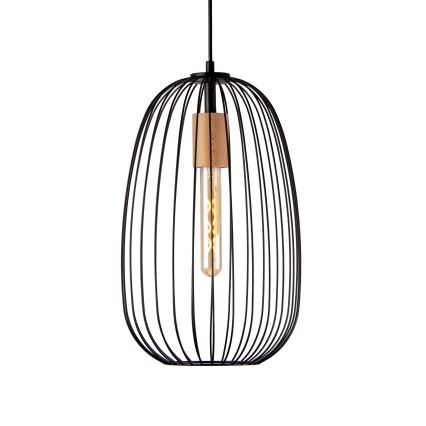 OVELLA Pendant Light with Cord 1xE27/15W/230V Ø 25 cm Black/Pine