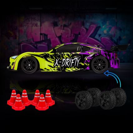 Overmax - X-DRIFT RC drift car with remote control, 1000 mAh, yellow/purple