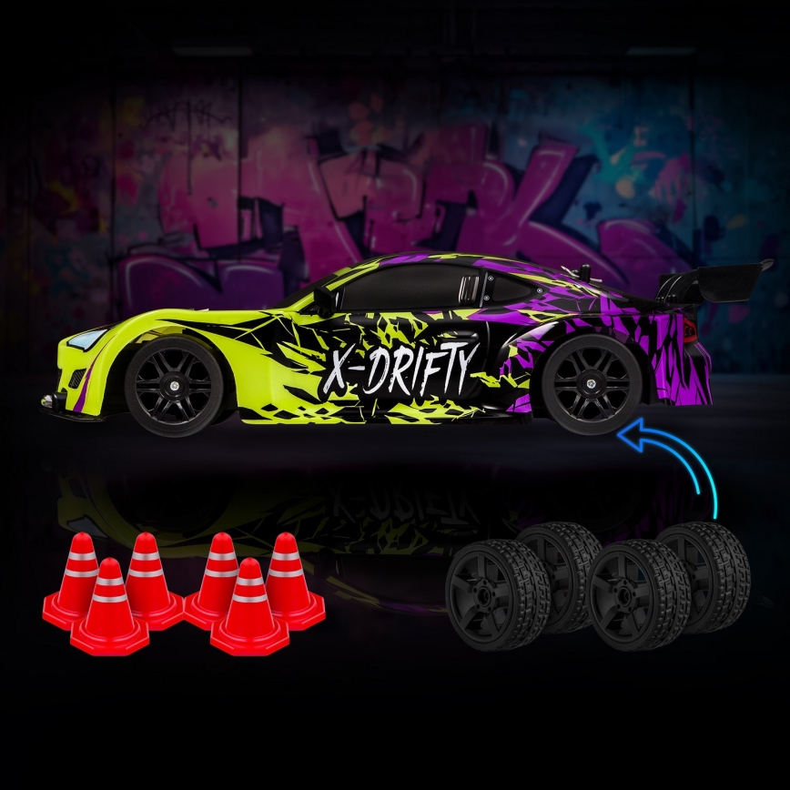 Overmax - X-DRIFT RC drift car with remote control, 1000 mAh, yellow/purple