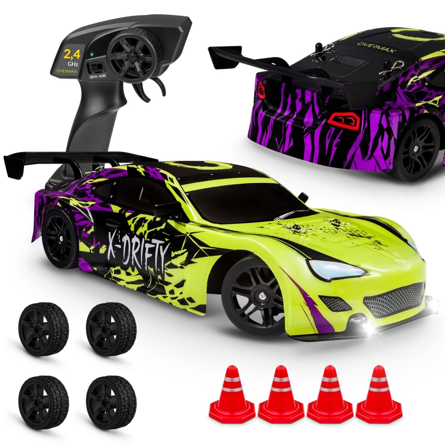 Overmax - X-DRIFT RC drift car with remote control, 1000 mAh, yellow/purple