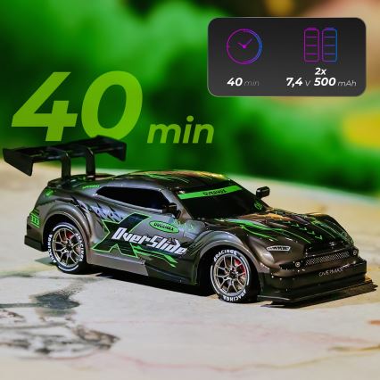 Overmax - X-OVERSLIDE RC Drift Car with Remote Control, 1000 mAh, Black/Green/Blue/Red