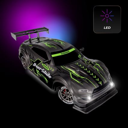 Overmax - X-OVERSLIDE RC Drift Car with Remote Control, 1000 mAh, Black/Green/Blue/Red