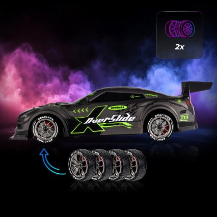 Overmax - X-OVERSLIDE RC Drift Car with Remote Control, 1000 mAh, Black/Green/Blue/Red