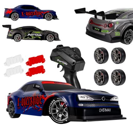 Overmax - X-OVERSLIDE RC Drift Car with Remote Control, 1000 mAh, Black/Green/Blue/Red