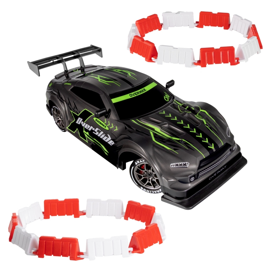 Overmax - X-OVERSLIDE RC Drift Car with Remote Control, 1000 mAh, Black/Green/Blue/Red