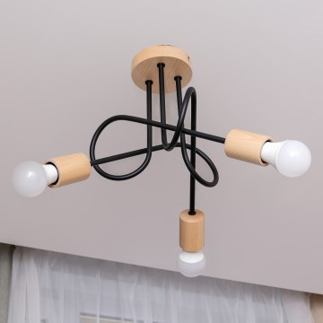 OXFORD Flush-Mount Ceiling Light 3xE27/15W/230V Pine/Black