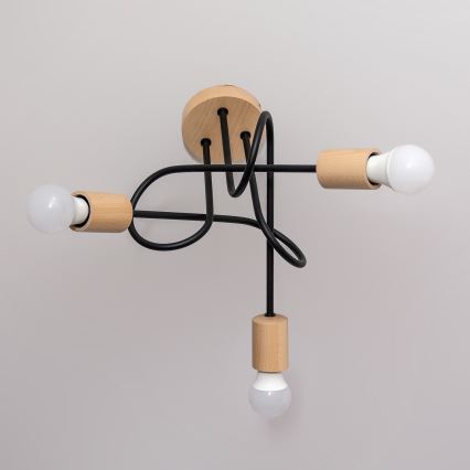 OXFORD Flush-Mount Ceiling Light 3xE27/15W/230V Pine/Black