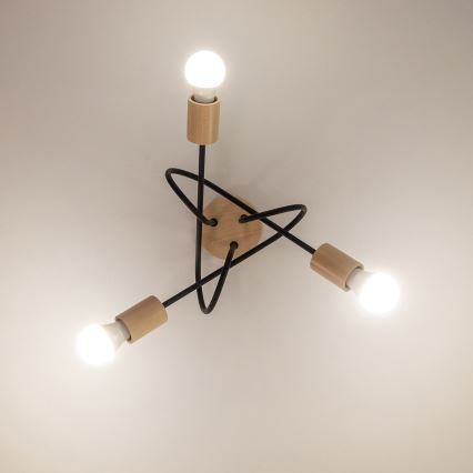 OXFORD Flush-Mount Ceiling Light 3xE27/15W/230V Pine/Black