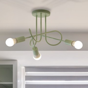 OXFORD Flush-mount ceiling light 3×E27/15W/230V, green