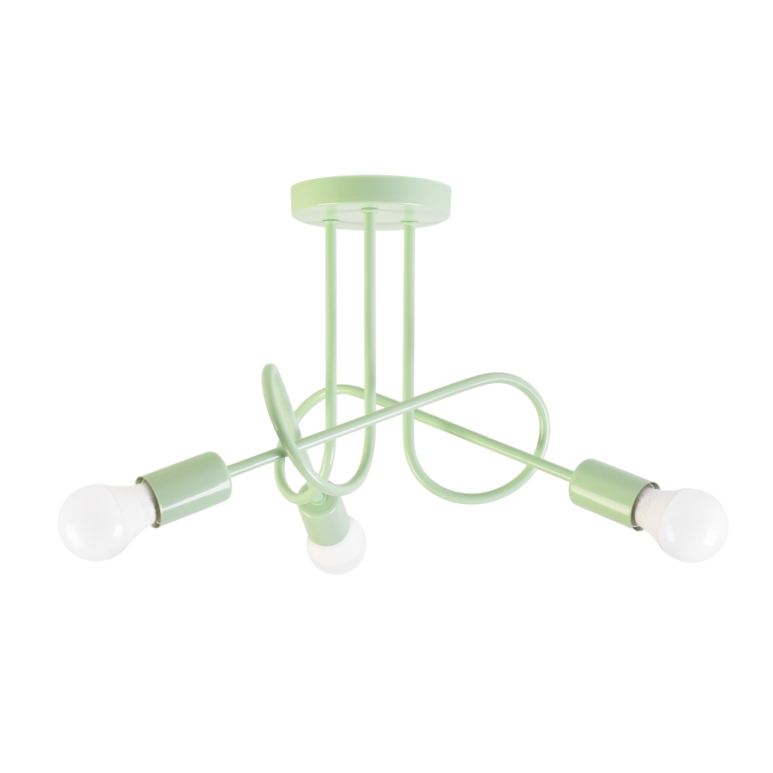 OXFORD Flush-mount ceiling light 3×E27/15W/230V, green