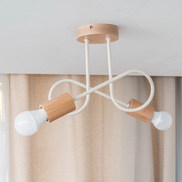 OXFORD Flush-Mount Chandelier, 2x E27/15W/230V, Pine/Cream