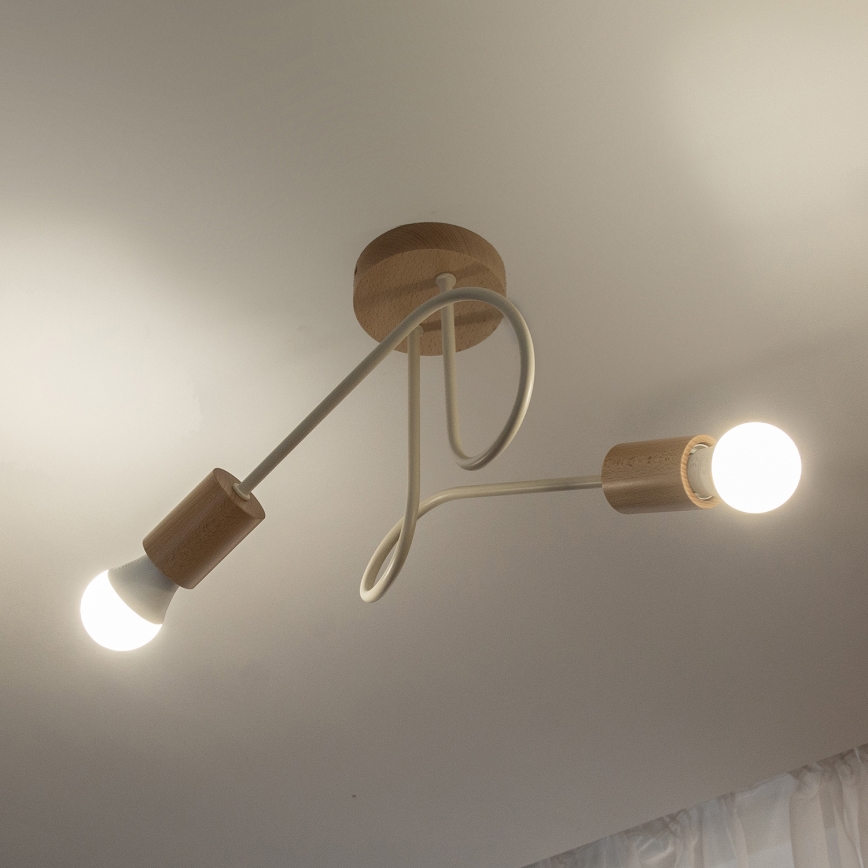 OXFORD Flush-Mount Chandelier, 2x E27/15W/230V, Pine/Cream