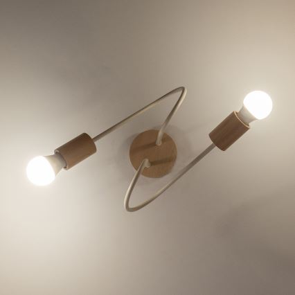 OXFORD Flush-Mount Chandelier, 2x E27/15W/230V, Pine/Cream