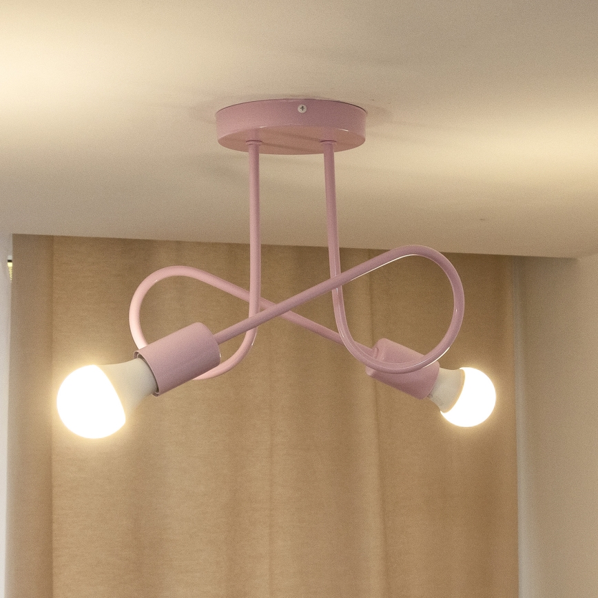 OXFORD Flush-Mount Chandelier 2xE27/15W/230V, Pink