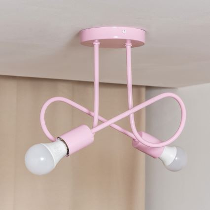 OXFORD Flush-Mount Chandelier 2xE27/15W/230V, Pink