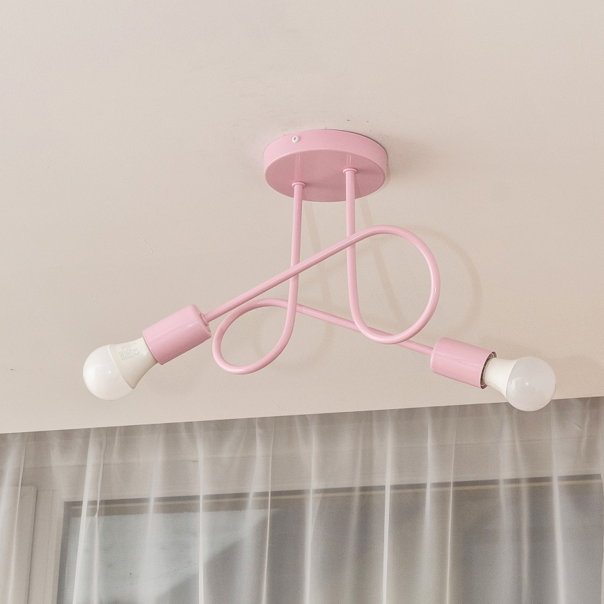 OXFORD Flush-Mount Chandelier 2xE27/15W/230V, Pink