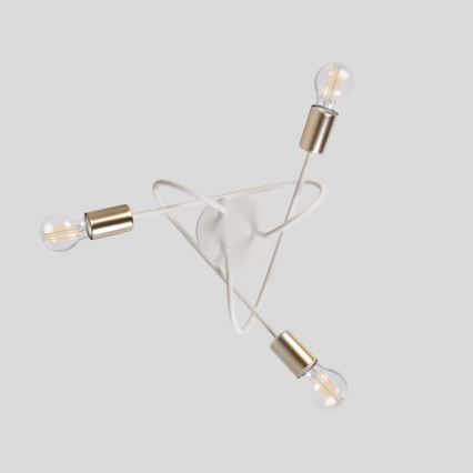 OXFORD Flush-mount chandelier 3x E27/15W/230V, brass/white