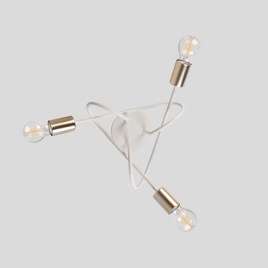 OXFORD Flush-mount chandelier 3x E27/15W/230V, brass/white