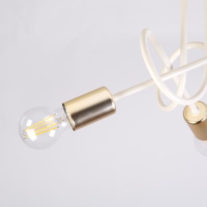 OXFORD Flush-mount chandelier 3x E27/15W/230V, brass/white