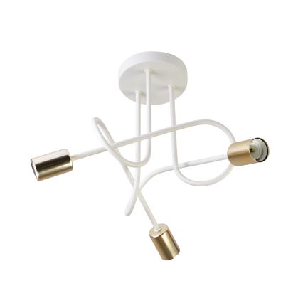 OXFORD Flush-mount chandelier 3x E27/15W/230V, brass/white