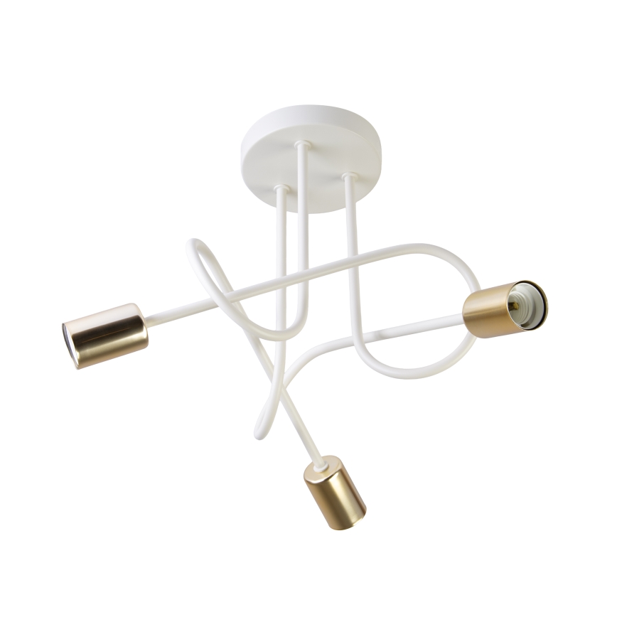 OXFORD Flush-mount chandelier 3x E27/15W/230V, brass/white