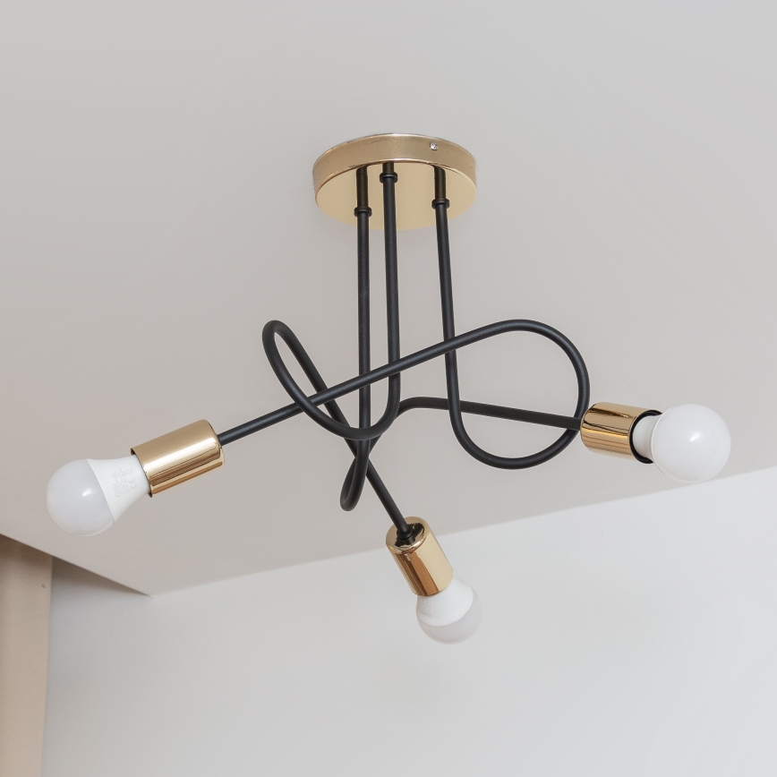 OXFORD Flush-mount chandelier 3xE27/15W/230V, Gold/Black