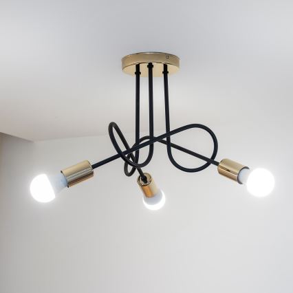 OXFORD Flush-mount chandelier 3xE27/15W/230V, Gold/Black