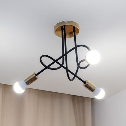 OXFORD Flush-mount chandelier 3xE27/15W/230V, Gold/Black