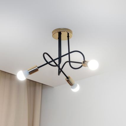 OXFORD Flush-mount chandelier 3xE27/15W/230V, Gold/Black