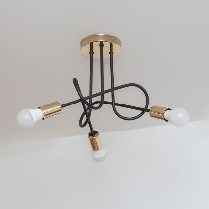 OXFORD Flush-mount chandelier 3xE27/15W/230V, Gold/Black