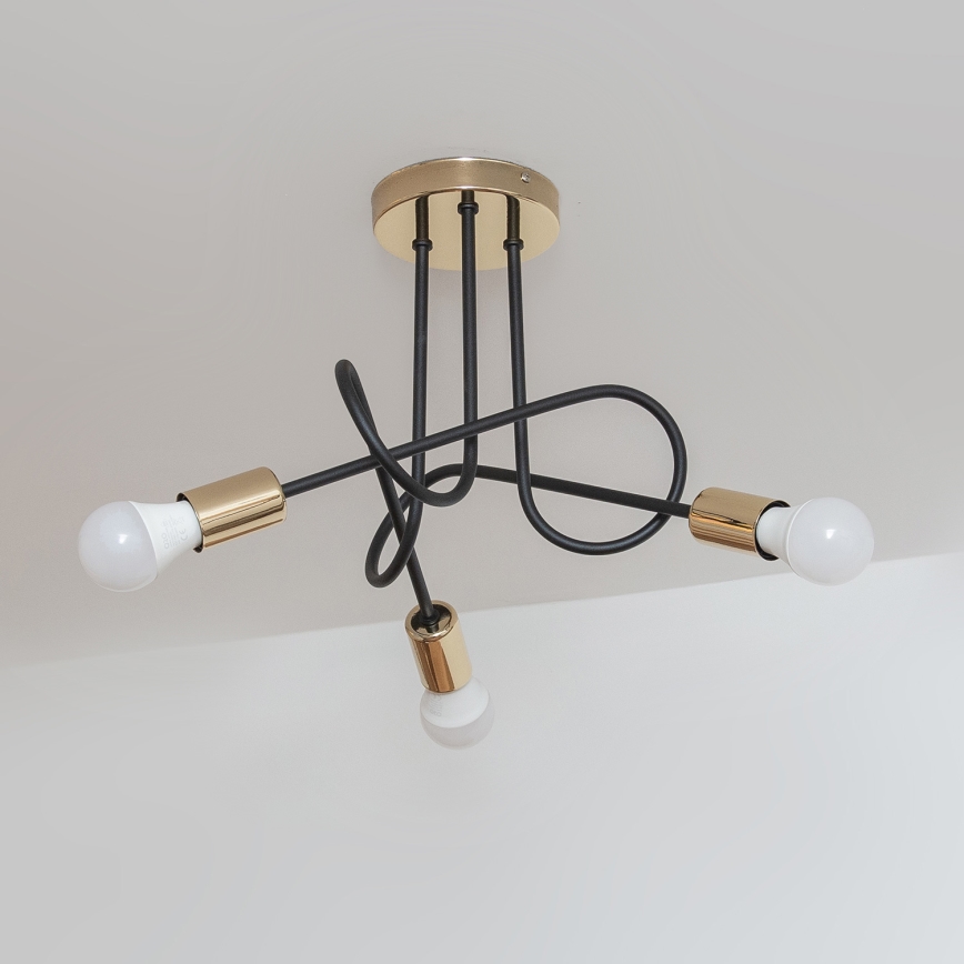 OXFORD Flush-mount chandelier 3xE27/15W/230V, Gold/Black