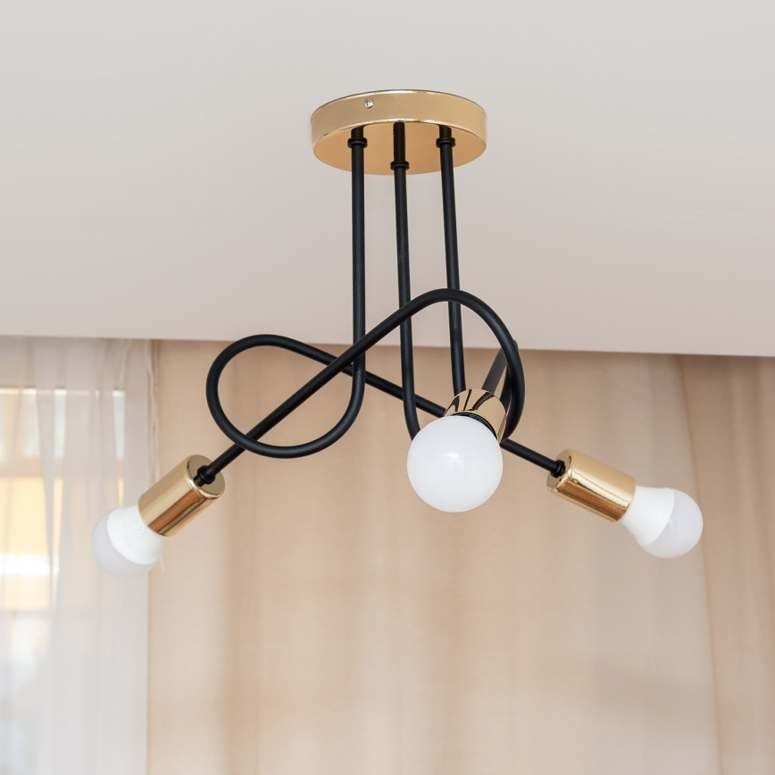 OXFORD Flush-mount chandelier 3xE27/15W/230V, Gold/Black