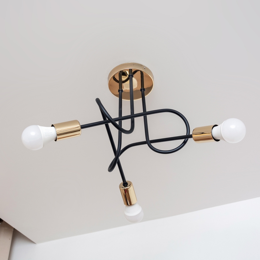 OXFORD Flush-mount chandelier 3xE27/15W/230V, Gold/Black