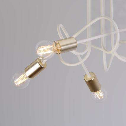 OXFORD Flush-Mount Chandelier 5xE27/15W/230V Brass/White