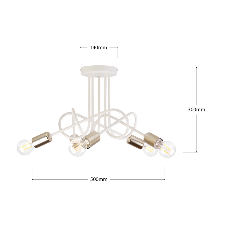 OXFORD Flush-Mount Chandelier 5xE27/15W/230V Brass/White
