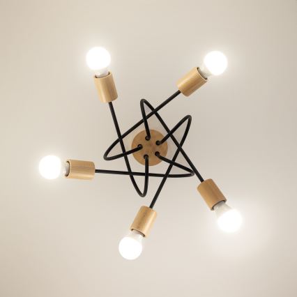OXFORD Flush-Mount Chandelier 5xE27/15W/230V Pine/Black