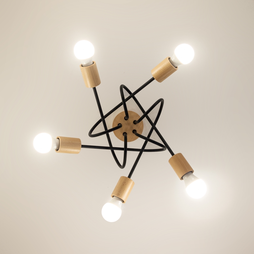 OXFORD Flush-Mount Chandelier 5xE27/15W/230V Pine/Black