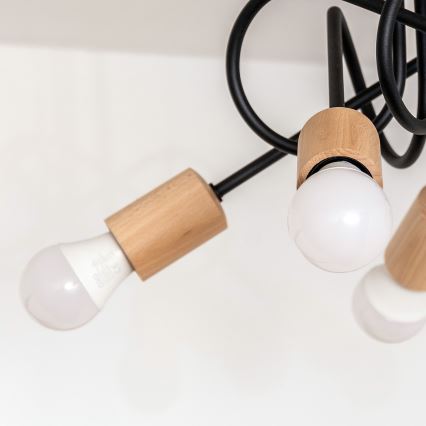 OXFORD Flush-Mount Chandelier 5xE27/15W/230V Pine/Black