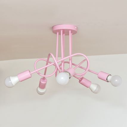 OXFORD Flush-mounted ceiling light 5xE27/15W/230V Pink