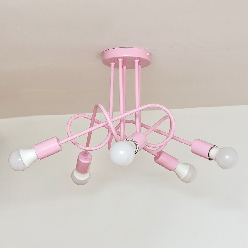 OXFORD Flush-mounted ceiling light 5xE27/15W/230V Pink