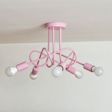 OXFORD Flush-mounted ceiling light 5xE27/15W/230V Pink