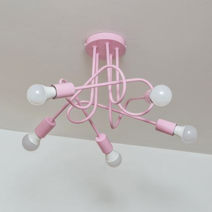 OXFORD Flush-mounted ceiling light 5xE27/15W/230V Pink