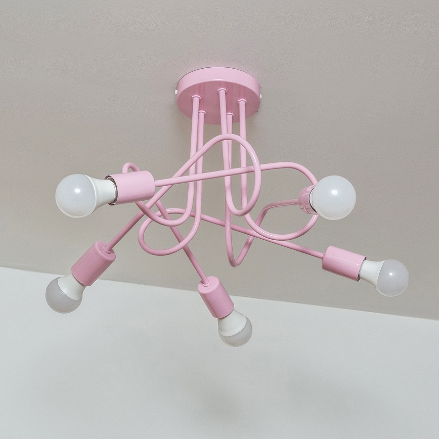 OXFORD Flush-mounted ceiling light 5xE27/15W/230V Pink
